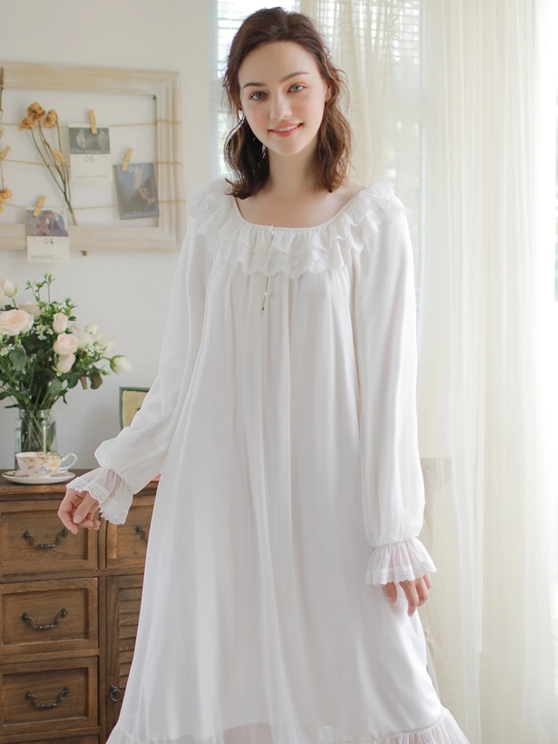 new-nightgown-modal-autumn-sleepwear-women-homewear-long-sleeve-night