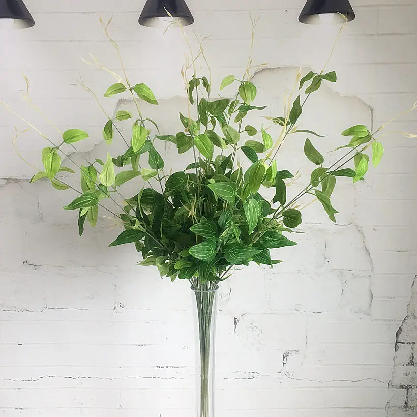 Клематис Плакучая ива ветка дешевая зелень Искусственные цветы с листьями для цветочной композиции украшения поддельные растения