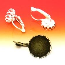 

20pcs Spring Earring Hook Fit 10-20mm Lace Bezel Blank Setting base Tray for Cameo Cabochons Diy Jewelry Accessories