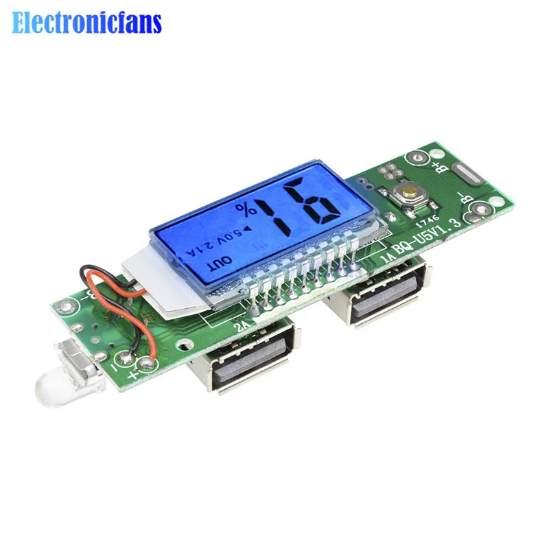 

5V 1A 2A Double Dual USB Mobile Power Bank Charger Module Digital LCD Display 18650 Lithium Battery Charging Board For Phone