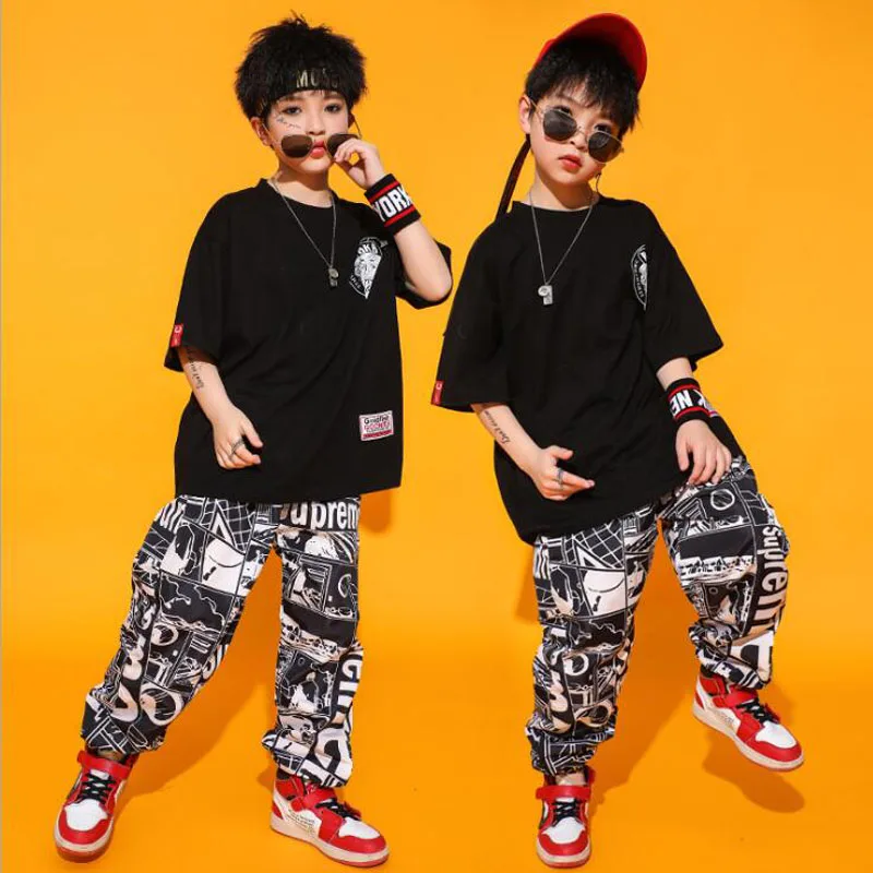 Children Costumes Kid Casual T Shirt Top Sport Jogger Pants Hip Hop Clothing for Girls Boys Dance Costume Ballroom Dancing Streetwear