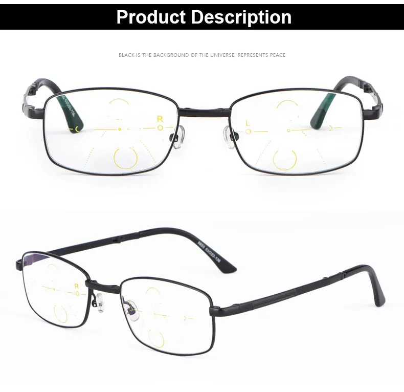 Прогрессивные очки для чтения с защитой от синего излучения, складные дужки UV400, без линии, градиентные линзы по рецепту