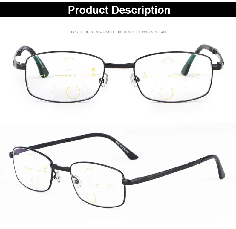 Hotochki Unisex Foldable Full Rim Alloy Frame Progressive Anti Blue Light Reading Glasses B855 - Product Image 4