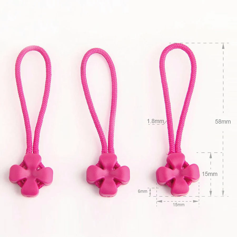 10Pcs Plastic Zipper Rope Pull Replacement With Strap For Backpack Gym Suit Garment Bag Accessories R088