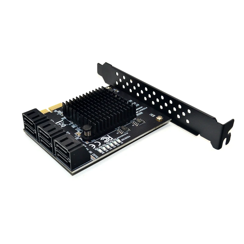 For Marvell 88Se9215 Chip 6 Ports Sata 3.0 To Pcie Expansion Card Pci Express Sata Adapter Sata 3 Converter With Heat Sink For
