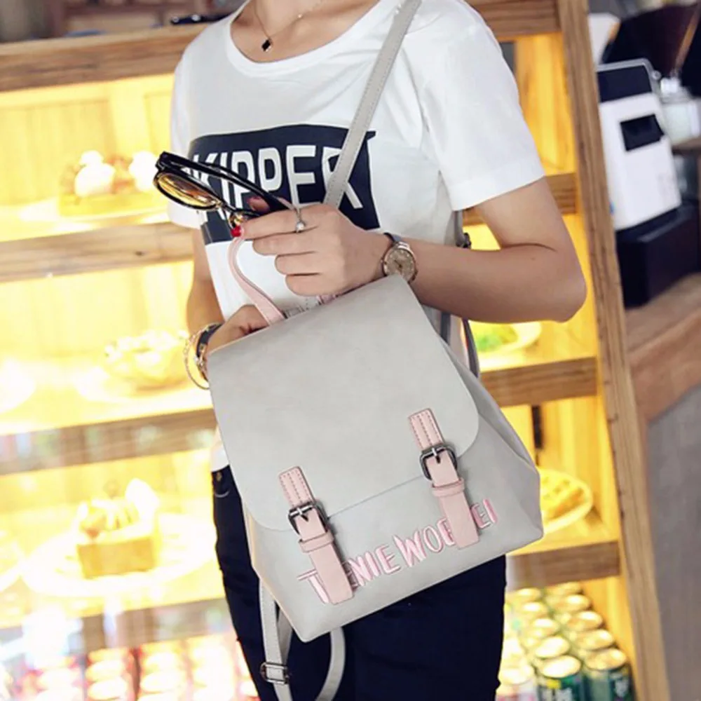 Mochilas escolares de estilo preppy de marca Mochila de cuero para mujer Mochila de viaje para mujer Mochila femenina