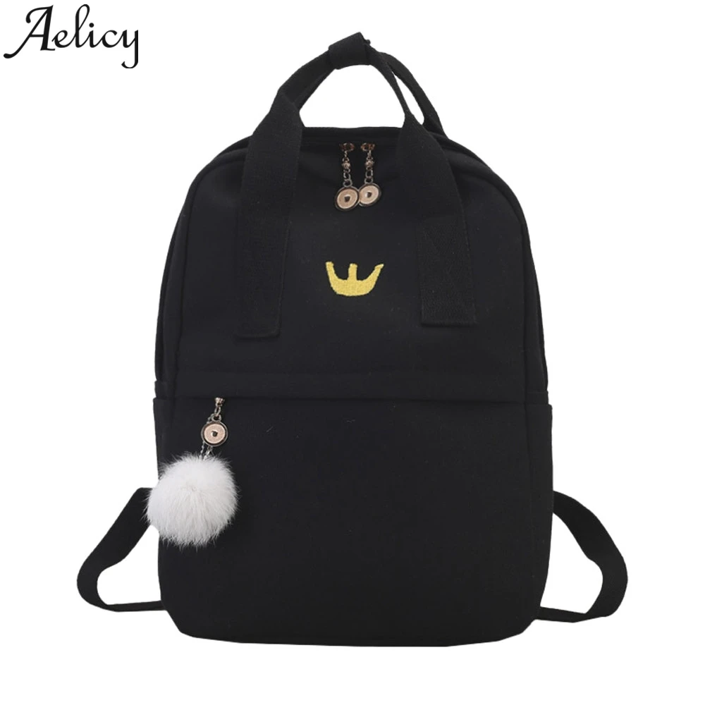 

Aelicy 2019 Girl Hairball Canvas School Bag Student Backpack Satchel Travel Shoulder Bag Schoolbags Travel Bags Hand Luggage