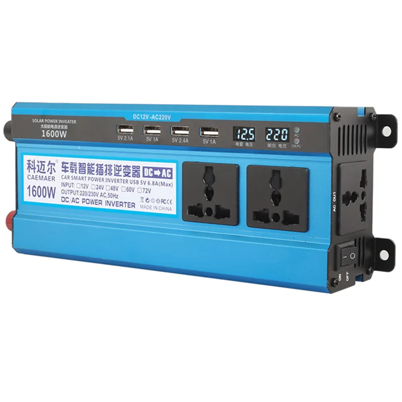 

1600W Car Inverter 4-USB 12V/24V To 220V Dual Digital Display Of Protection Voltage Modefied Sine Wave Car Inverter Converter