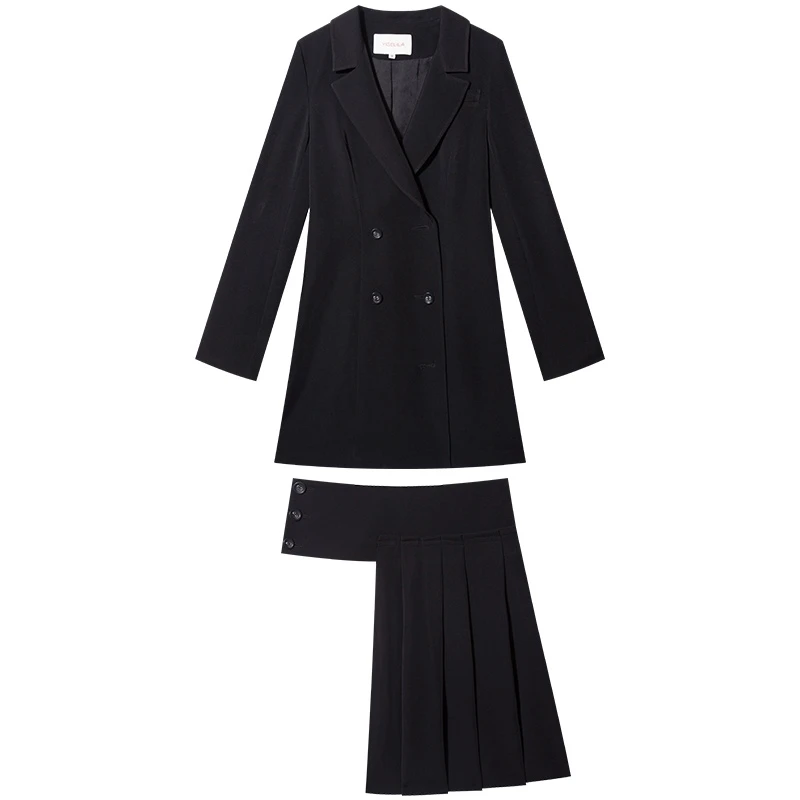 Women-Business-Skirt-Suit-2019-Korean-Fashion-Elegant-Irregular-Ruffles-Blazer-Mini-Skirt-Black-Two-Piece (1)