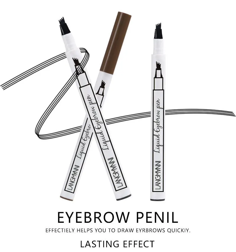 

LANGMANNI 1PCS Waterproof Fork Tip Eyebrow Pencil Liquid Smudge-Proof Super Durable Eye Brow tattoo pen Beauty Tools