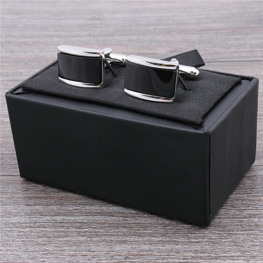 Skup Klasyczny czarny kamień spinki do mankietów Cooper prostokąt francuski mankiet mężczyźni koszule przycisk