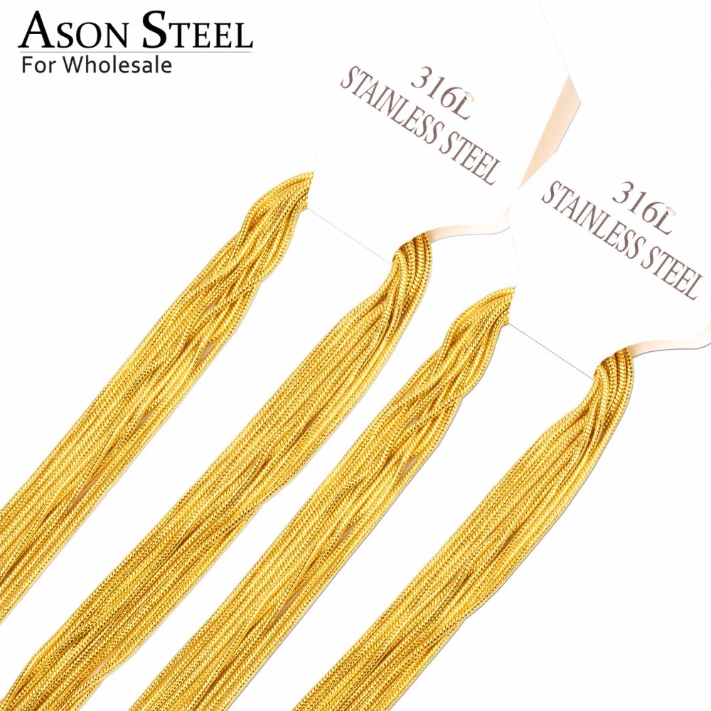 Ожерелье-цепочка из нержавеющей стали ASONSTEEL 10 шт./лот 316L позолоченные ожерелья