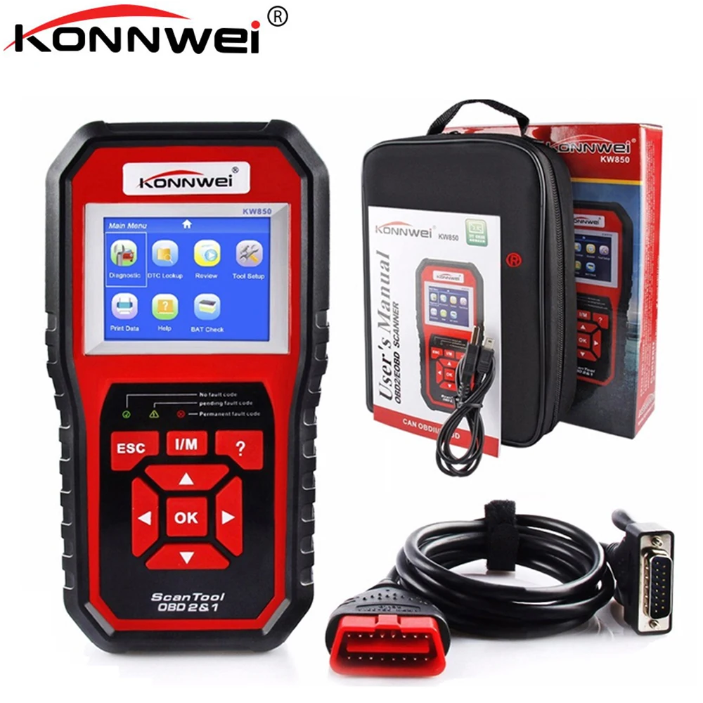 

KONNWEI KW850 obd2 auto diagnostic scanner Full OBD 2 OBDII Code Reader Scanner Car diagnostics tool can one click I/M readiness