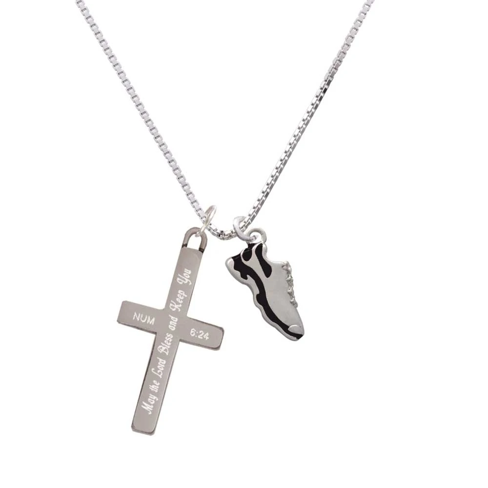 Black Running Shoe - Bless and Keep You - Cross Necklace
