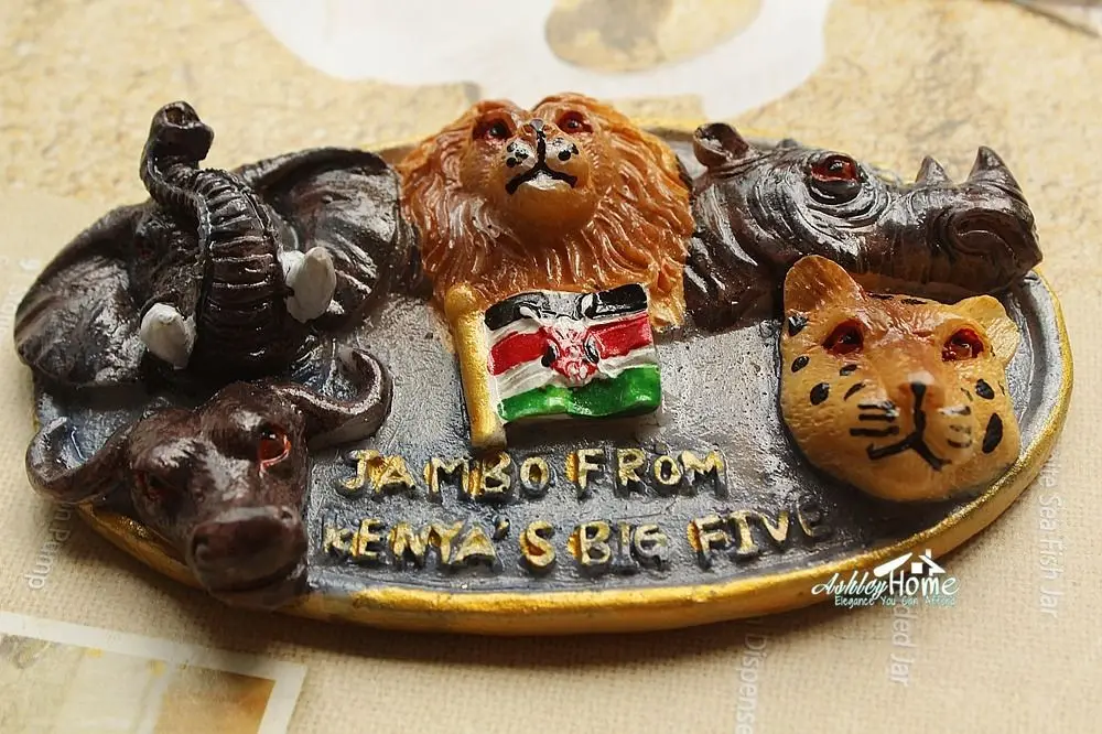 Kenya Jambo Big Five Animal Tourist Travel 3D Resin Decorative Fridge Craft GIFT IDEAin