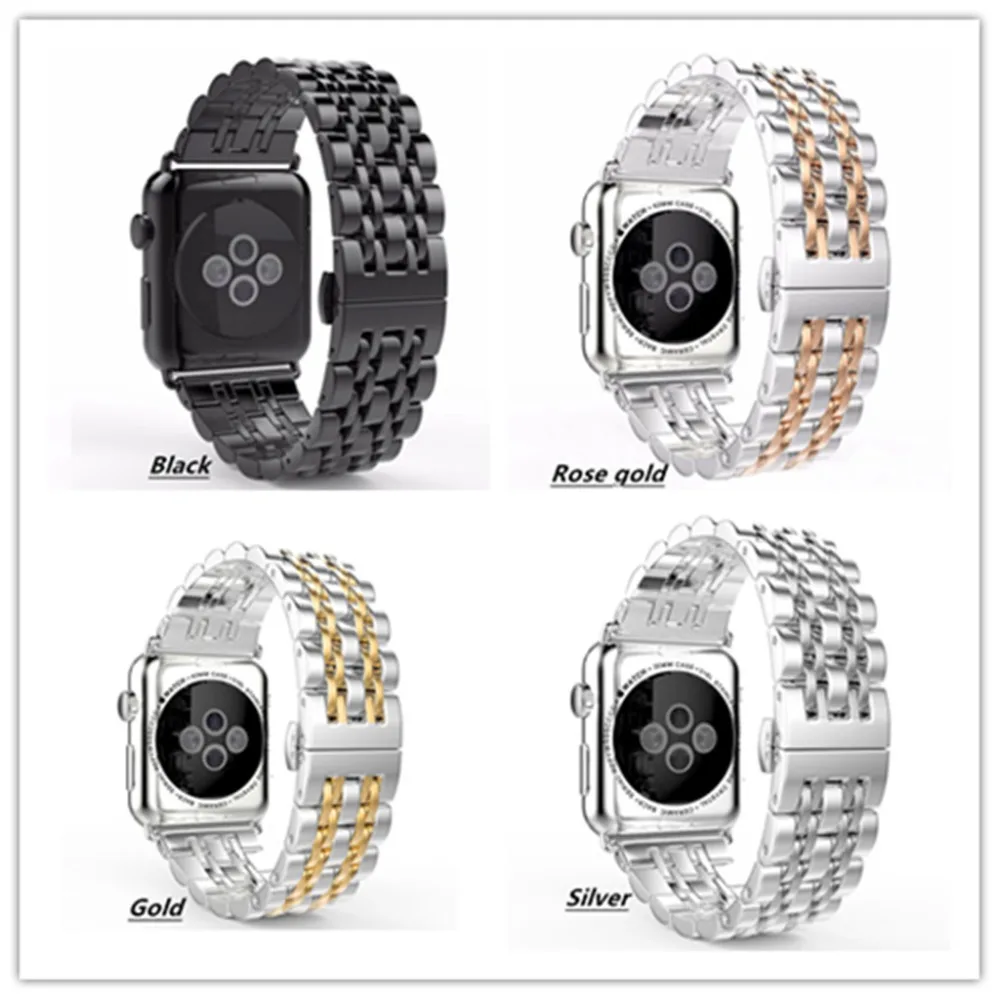 Ремешок из нержавеющей стали для Apple Watch band 4 40 мм 44 мм Бабочка Плоские бусины браслет для iwacth серии 3 2 1 38 42 мм полосы