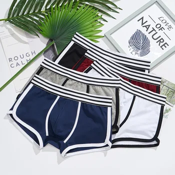 

Men's underwear boyshort cotton sexy boxer men's boxer shorts gay underwear low waist U convex bag men's breathable underwear