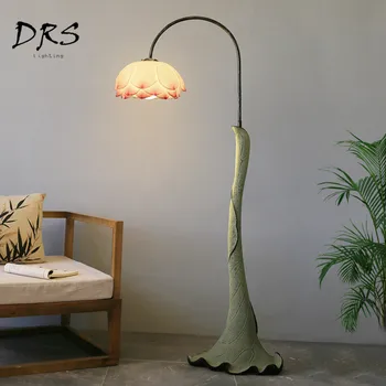 

Chinese Classical Lotus Floor Lamp Living Room Bedroom Decorated Led Bedside Lamp Vertical Warm Eye Protection Floor Lamp