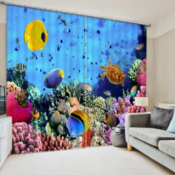 

ocean curtain children curtain 3D Blackout Curtains For Living room Bedding room Drapes