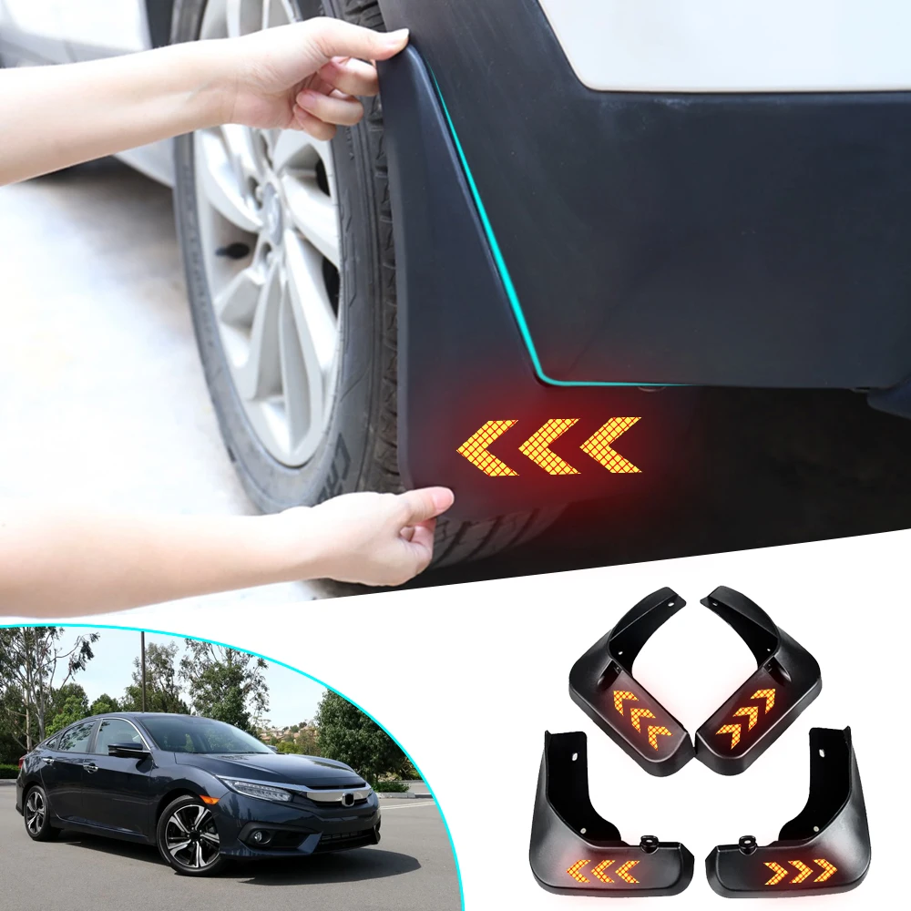 For Honda Civic Sedan 2016-2018 Mudflaps mud guards Fender Safety Reflective Warning Splash Mud Guards Car Accessories 4Pcs | Автомобили и