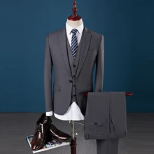 Jacke + Hose + Weste 2017 männer Reine farbe anzug Slim Fit mode freizeit hochzeit kleid anzüge Man männer mantel blazer