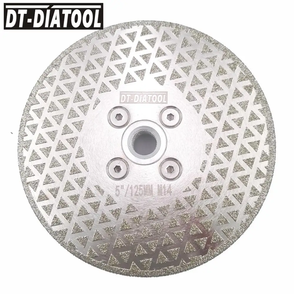 DT-DIATOOL 2pcs 5" Electroplated Diamond Cutting And Grinding wheel cutting disc With Single Grinding Side Granite Marble