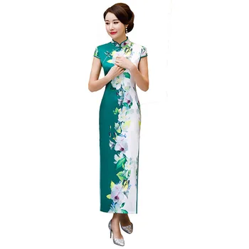 

New Arrival Chinese Women's Elegant Catwalk Qipao Printed Lady Qipao Silm Dress Cheongsam Sexy Dress Clothing Plus Size XXXXL