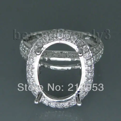 Винтажное овальное обручальное кольцо из белого золота 14x10 мм 18kt с настоящим бриллиантом SR00329