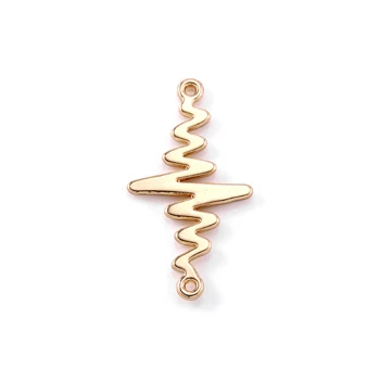 

Gold Alloy Lightning Electrocardiogram Connector Charms For Women Men Bracelet Necklace Jewerly Making DIY 10pcs