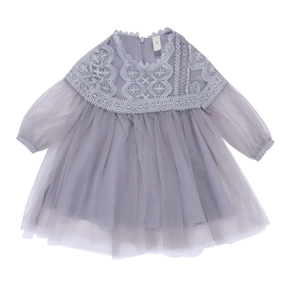 Pudcoco/платье для девочек; платье принцессы для маленьких девочек; Пышное Платье с фатиновой юбкой и цветочным рисунком для свадебной вечеринки; От 0 до 3 лет - Цвет: Серый