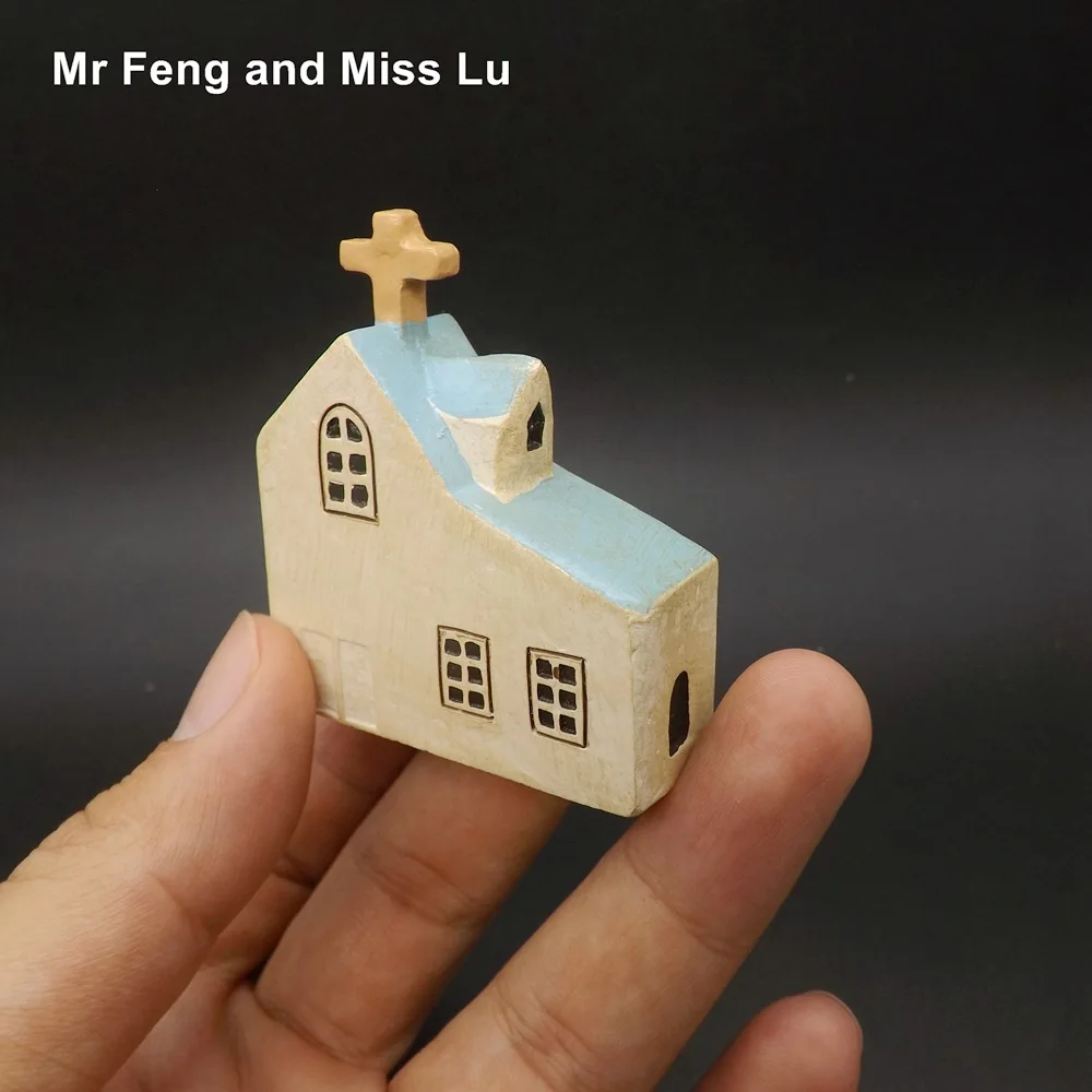 Mini Resin Church Model Craft Toy Decoration Gift Christmasin Action