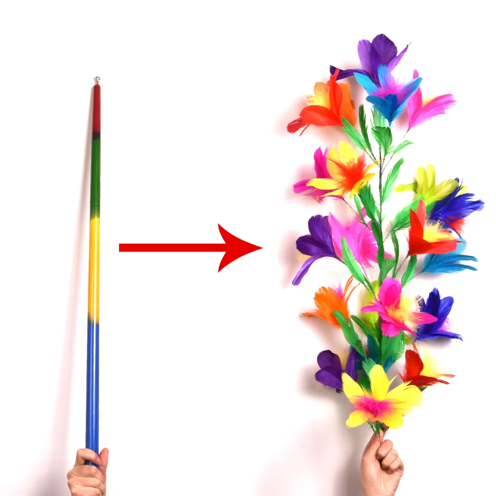 Vanishing Disappearing Rainbow Metal Cane to Flowers Amazing Magic Tricks Close Up Magic Magic Props For Professional Magician