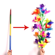 Vanishing Disappearing Rainbow Metal Cane to Flowers Amazing Magic Tricks Close Up Magic Magic Props For Professional Magician