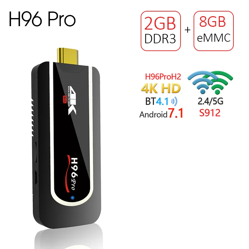 H96Pro TV Stick Smart movies Android 7.1 Quad Core Amlogic S912 Wifi 4G RAM 32GB ROM Bluetooth 4.1 4K HD Smart TV Box Media play