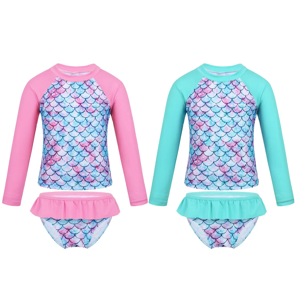 TiaoBug/детский танкини для девочек с длинным рукавом, Русалочка, рыбья ...