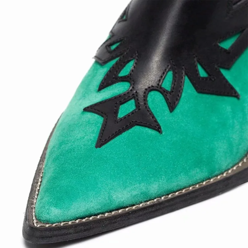 Del Mujer De Cuero Dedo Botines Crving Puntiagudo Las Zapatos 2019 Para Green Negro Verde Suede Mujeres Cremallera Pie Talones Rg1Pq