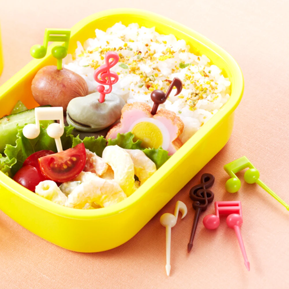 

16pcs/set Novelty Fruit Forks Plastic Musical Note Shape Food Fruit Fork Tableware Picks Set for Party Birthday E5M1