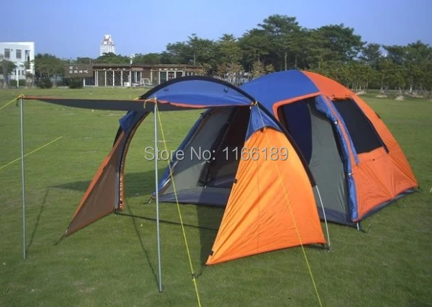 Ultra-large 5 people 2 room family bivvy tent with front and back canopy big Camping tents Double Layer large tente Wholesale Sports & Entertainment