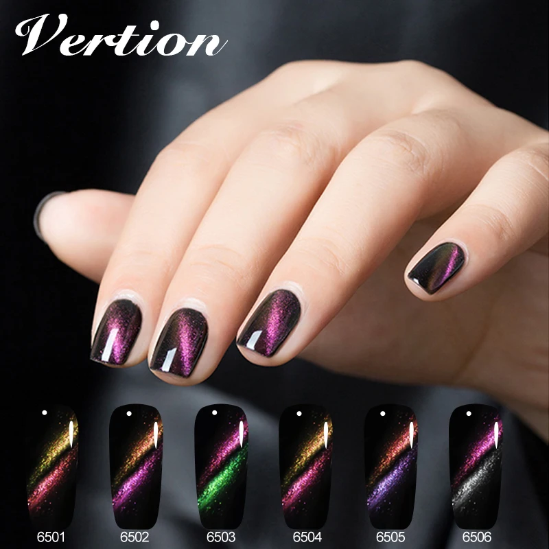 

Verntion 2019 Newest 5D Cat Eye 6 Colors Gel Varnish Enamel Semi Permanent Soak Off Uv Lamp Magnetic Glitter Nail Gel Polish