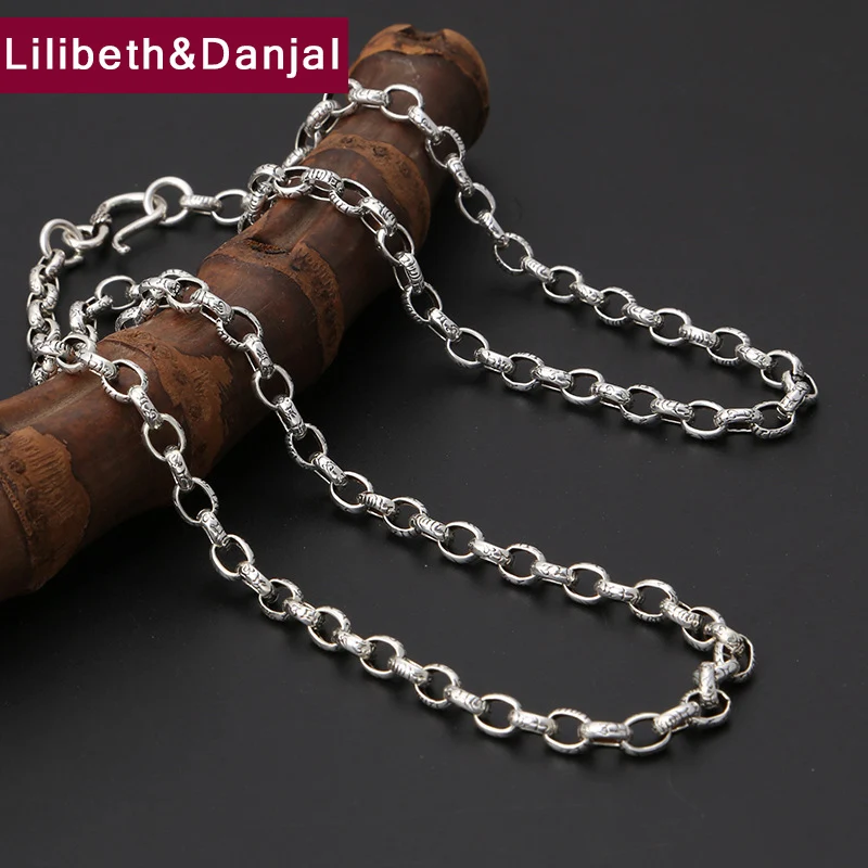 

5mm Thick Necklace Chain 100% 925 Sterling Silver Men Women Buddha Mantra Scripture Best Friend Necklace Pendant Jewelry 2019 N7