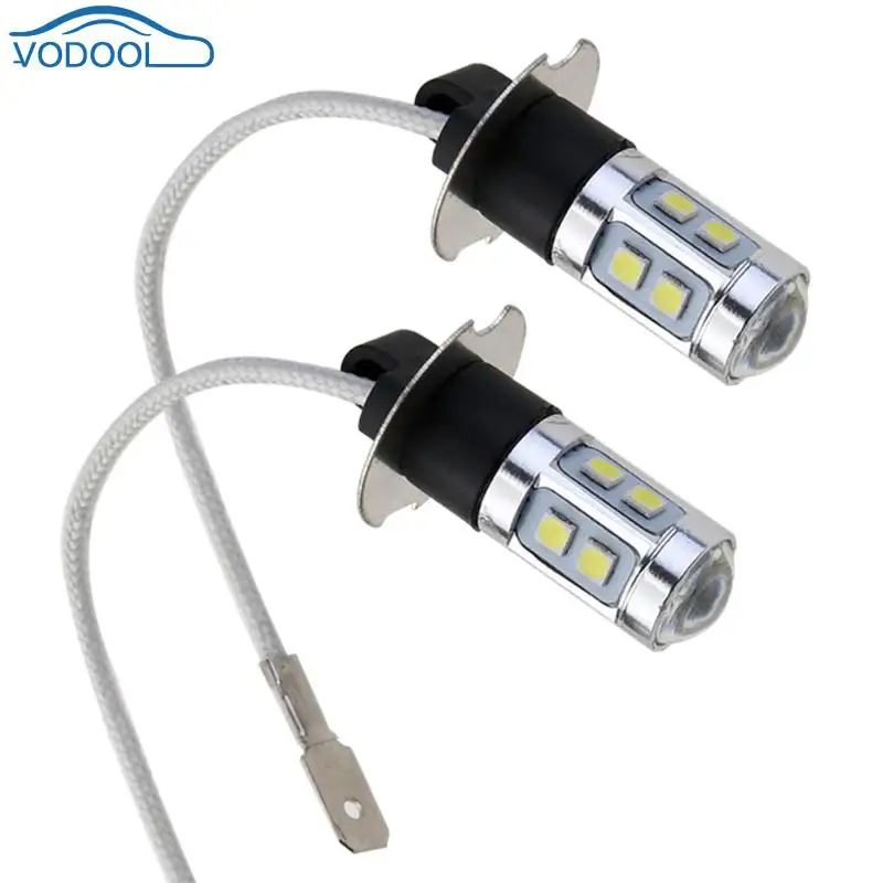 

2Pcs H3 3030 10SMD LED Car Headlight Bulb Automobiles Headlamp Vehicle Light-emitting Diode Front Fog Light Lamp Car Accessaries