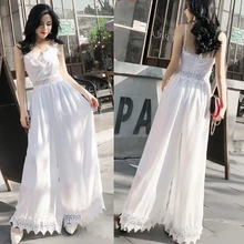 Elegant Sexy Spaghetti Strap Rompers Womens High Waist Jumpsuit Sleeveless Backless Casual Wide Legs Jumpsuits Lace Overalls Elegant Sexy Spaghetti Strap Rompers Womens High Waist Jumpsuit Sleeveless Backless Casual Wide Legs Jumpsuits Lace Overalls