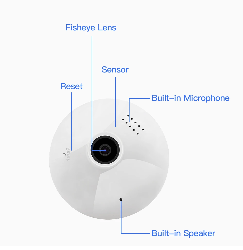 360 градусов Лампа рыбий глаз панорамная HD ночное видение Wifi Беспроводная IP P2P камера наблюдения Домашняя безопасность обнаружения движения