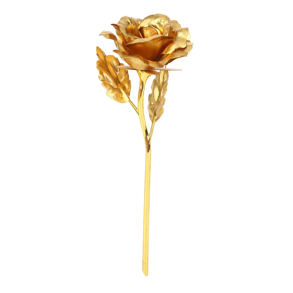 

Artificial Rose Simulation Hotel 24K Ornament Gold Foil Medium Gift Floral Decor Festival Valentine'S Day Emulational Flower