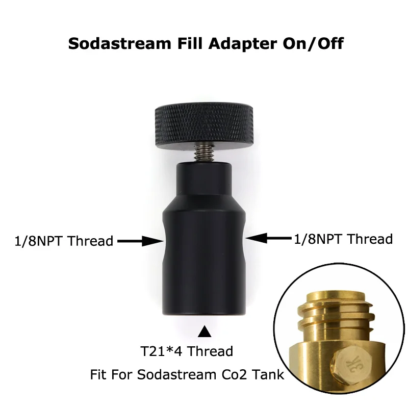 

New Soda Stream CO2 Tank Cylinder Charger Hose Fill Station On/Off ASA Adapter For Quick Refill With Large Knob Two Hole(BLACK)