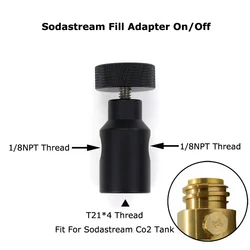 New Soda Stream CO2 Tank Cylinder Charger Hose Fill Station On/Off ASA Adapter For Quick Refill With Large Knob Two Hole(BLACK)