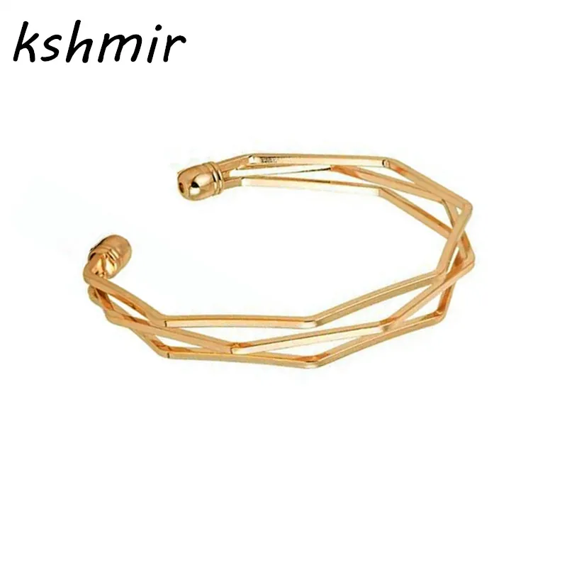 

Copper geometry stereo polygon bracelet Female fashion ladies bangle bracelets sell like hot cakes