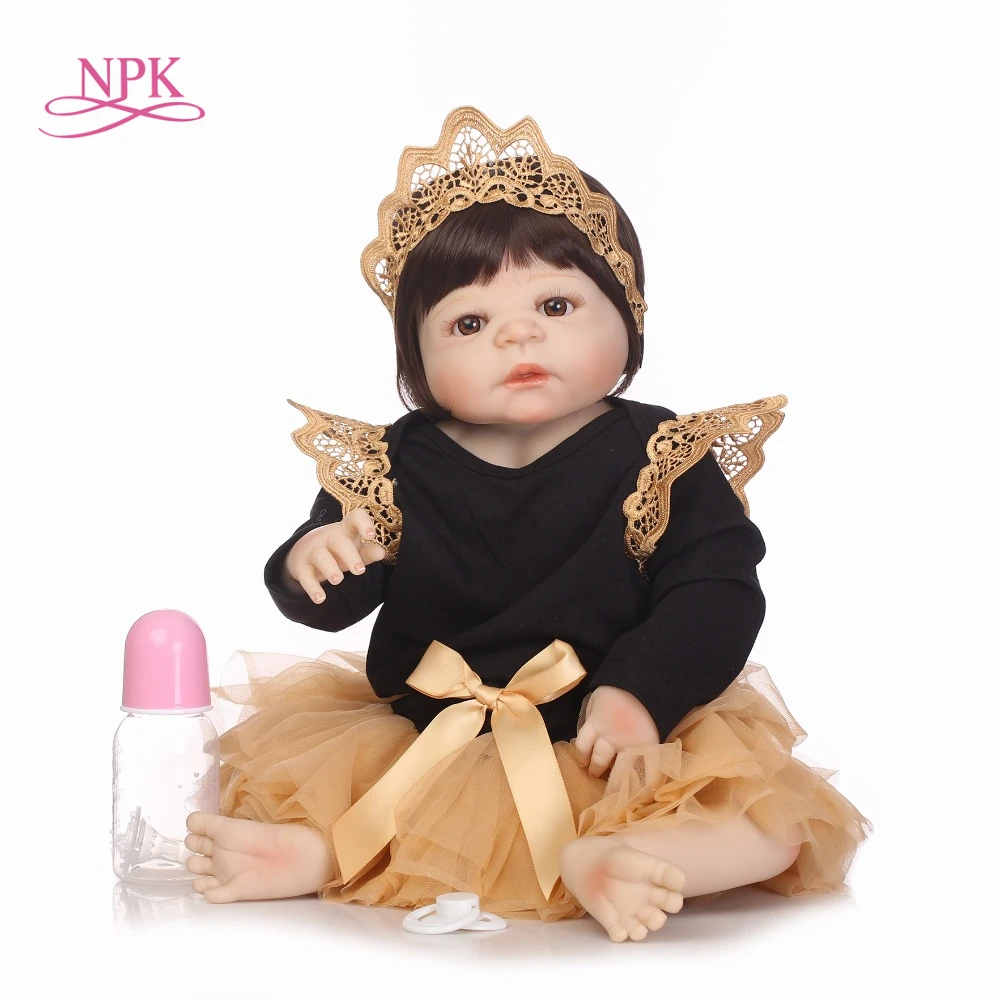NPK 55CM Real Full Body Silicone Girl Reborn Baby Doll Toy Babies