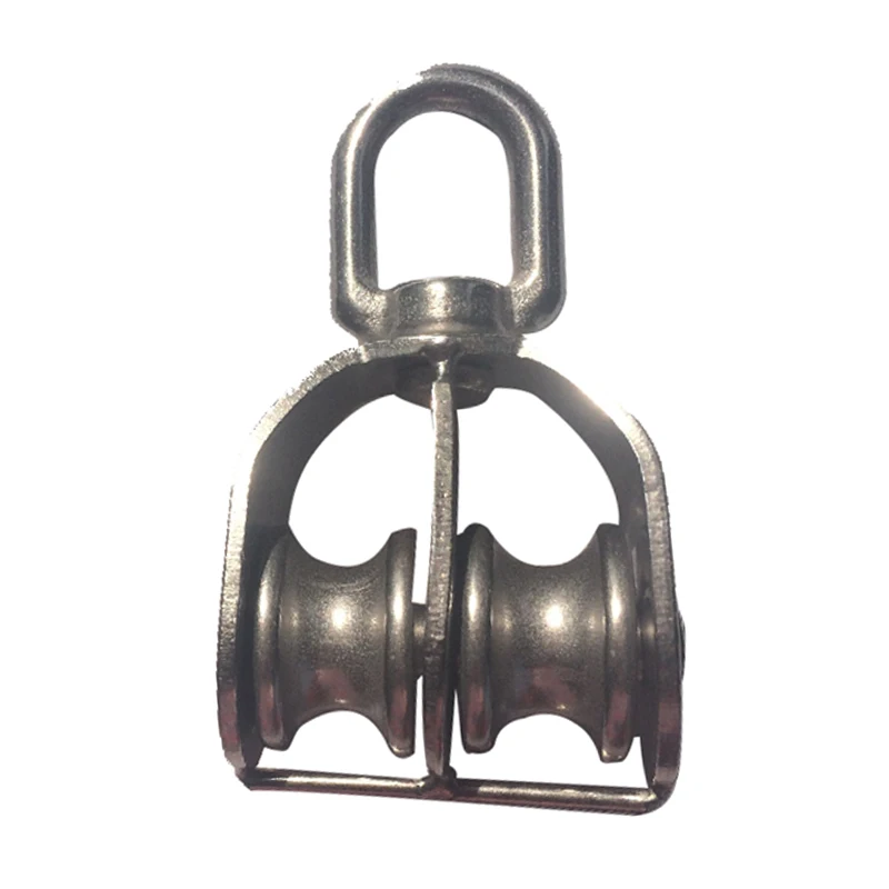 25mm Diameter Stainless Steel Double Sheave Swivel Eye Rope Pulleyin