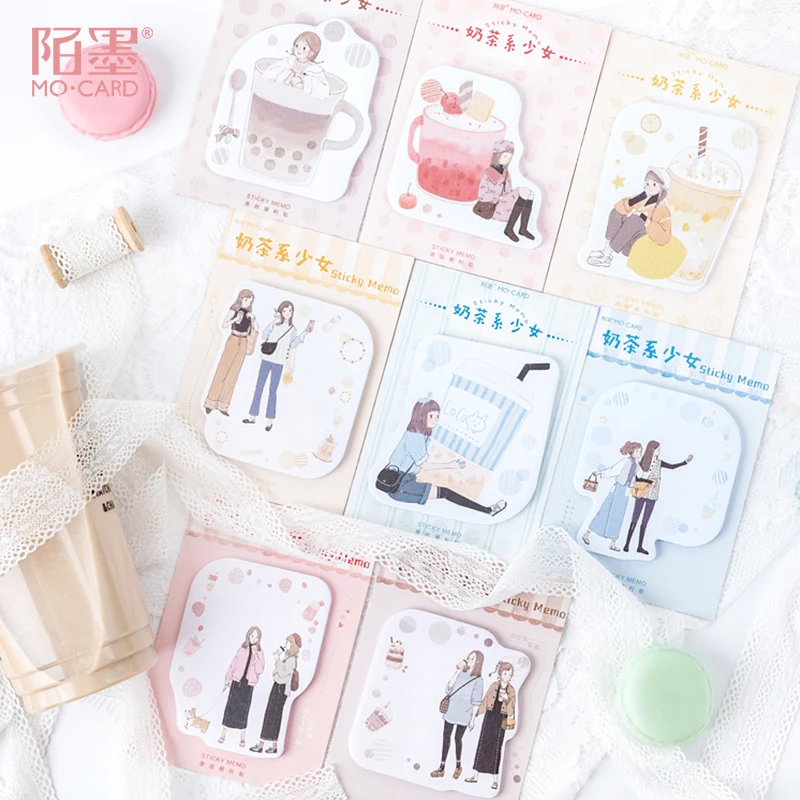 

Mo.card Milk tea girl sticky memo pad notepad paper message note pack